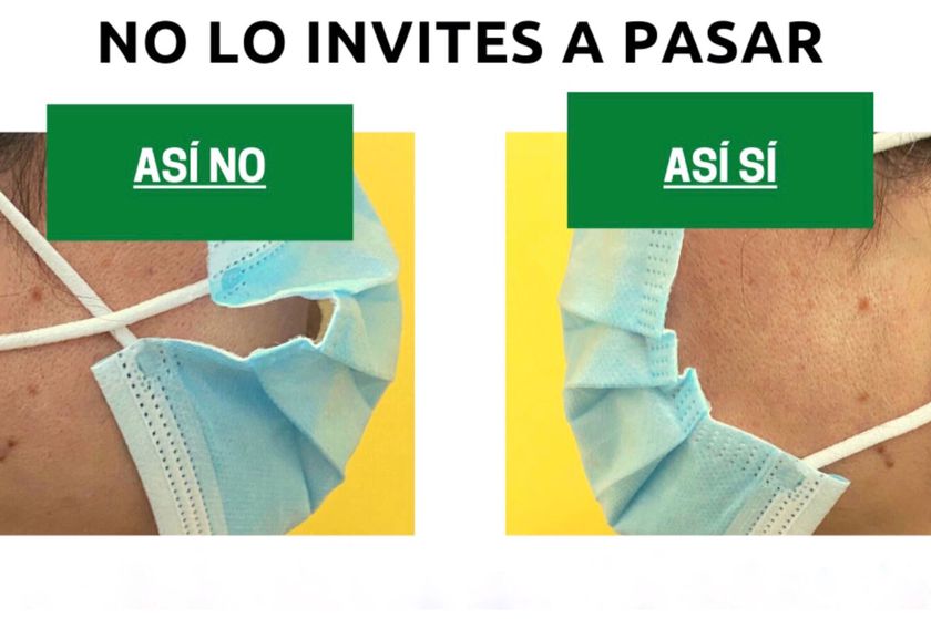 Imagen de la recomendación del Área Sanitaria Norte de Córdoba sobre cómo ajustarse la mascarilla