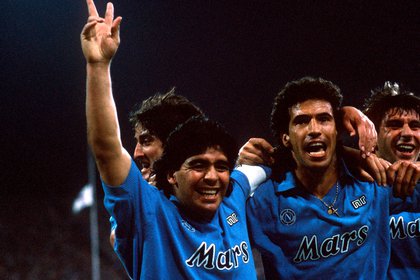 Diego Maradona y Antonio Careca en el Napoli (Reuters).