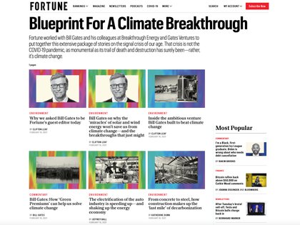 La edición especial de Fortune realizada por Bill Gates aborda distintos temas, desde el regreso de Estados Unidos al Acuerdo Climático de París hasta la electrificación de la industria automotriz o el liderazgo futuro del activismo por el planeta.