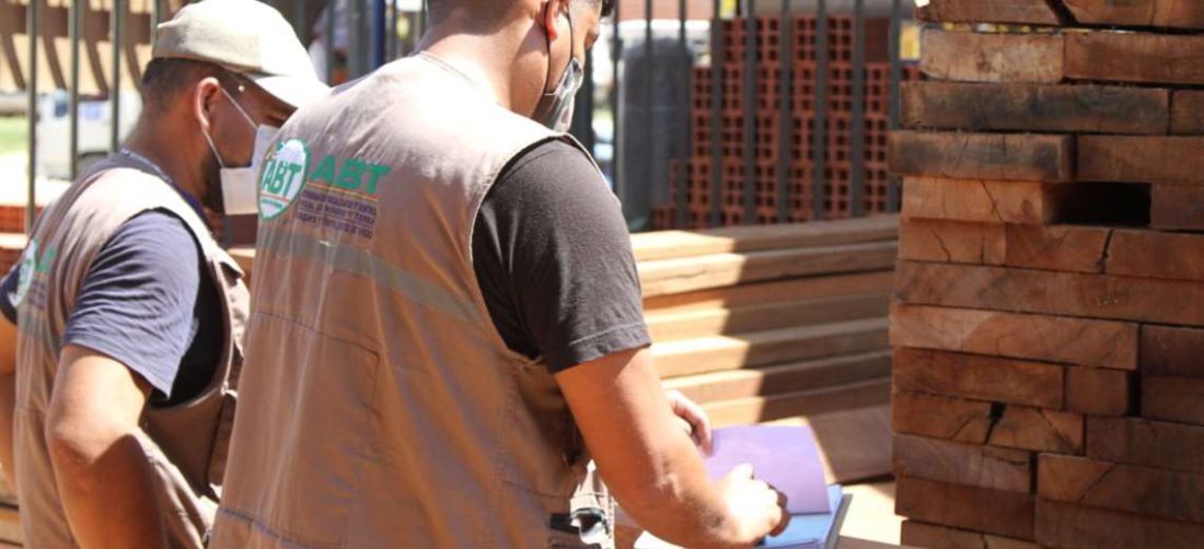 Técnicos de la ABT realizan la verificación de las maderas decomisadas (Fotos: ABT)