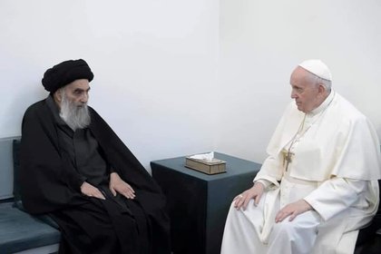 El papa se reunió con el ayatolá chiita Alí Sistani en Nayaf