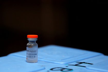 Fotografía de un frasco con una dosis de la vacuna Sinovac contra la covid-19. EFE/ Ernesto Guzmán Jr./Archivo 