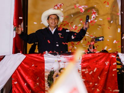 El izquierdista Pedro Castillo en un mitin del pasado 8 de junio en Lima.