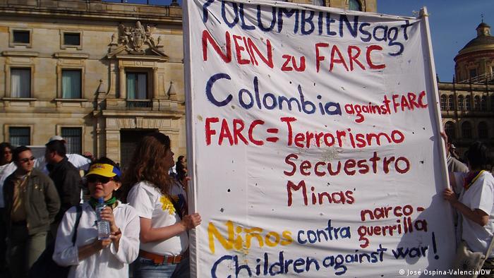 Manifestación contra los crímenes de las FARC, aquí en Bogotá el 2 de febrero de 2008