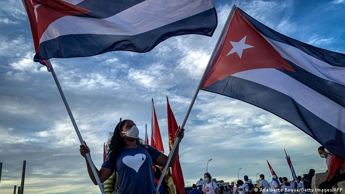 Manifestación a favor del gobierno cubano.