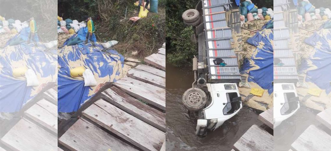 Un camión cayó de un puente en Buenavista
