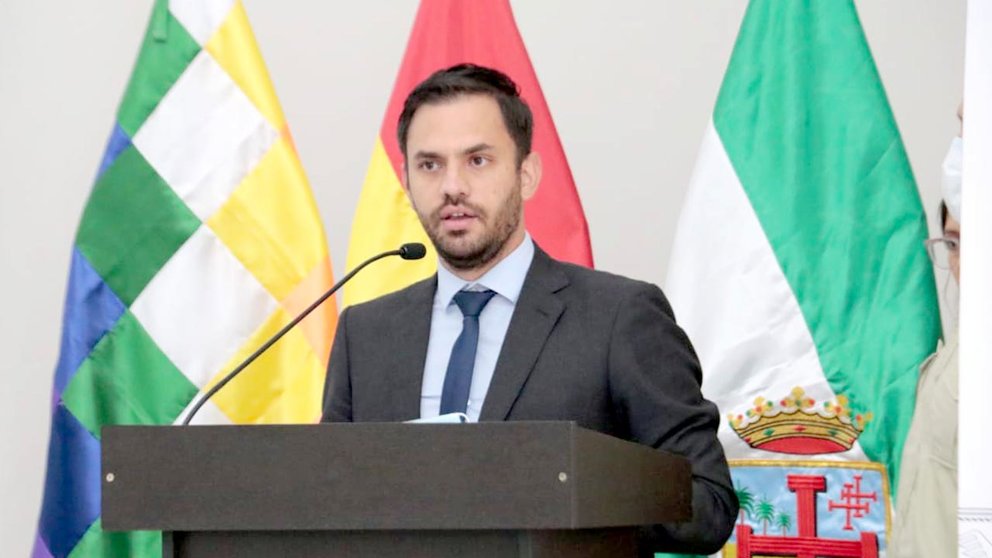El ministro de Gobierno, Eduardo Del Castillo, en una conferencia de prensa. ABI