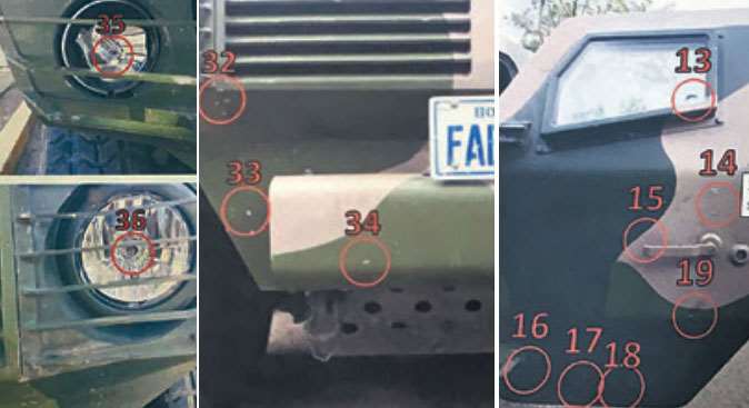 Fotos de vehículos mecanizados de las FFAA que recibieron balazos en la crisis hace 2 años