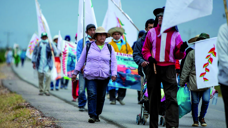 Indígenas retoman marcha en su última semana de caminata