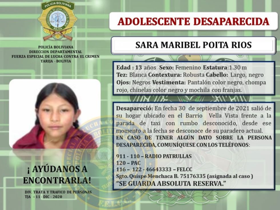 Escalan las denuncias de desaparición  de adolescentes y jóvenes en Tarija