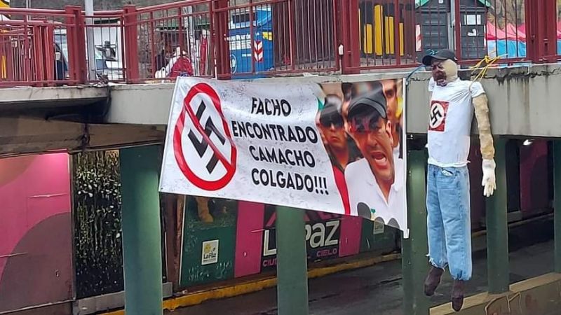 «Facho encontrado, Camacho colgado»: La Paz amanece con muñecos colgados y amenazas