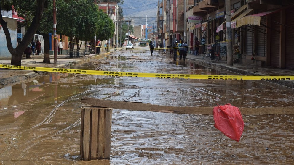 Inundaciones en el centro del municipio de Cliza. ALCALDÍA DE CLIZA.