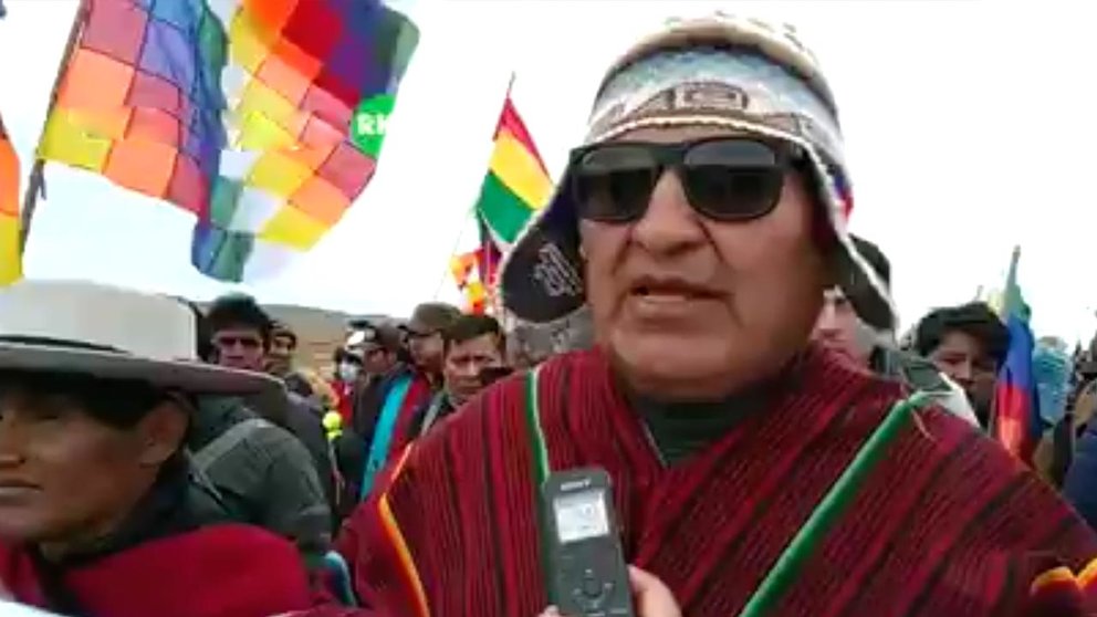 Evo Morales, en la marcha que se dirigía de Caracollo a la ciudad de La Paz. CAPTURA RKC