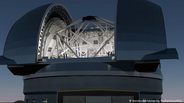 Ilustración del telescopio europeo instalado en Cerro Paranal