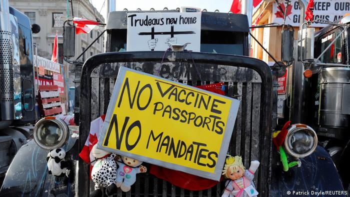 Manifestantes canadienses no quieren vacunas, pasaportes sanitarios ni al primer ministro.