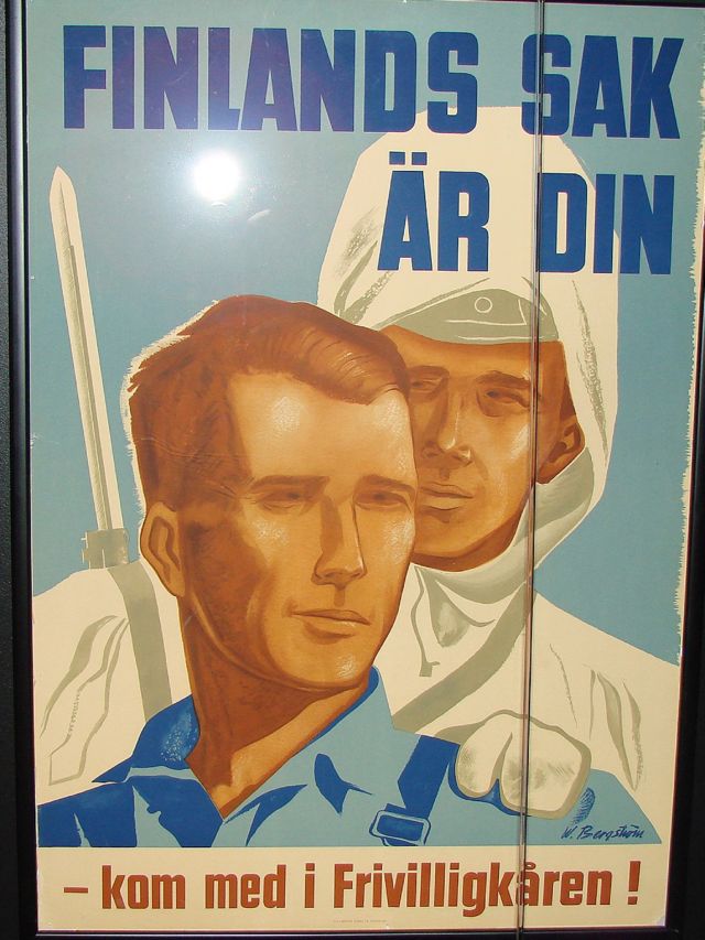 "La causa de Finlandia es tuya": afiche de reclutamiento del Cuerpo de Voluntarios Suecos.