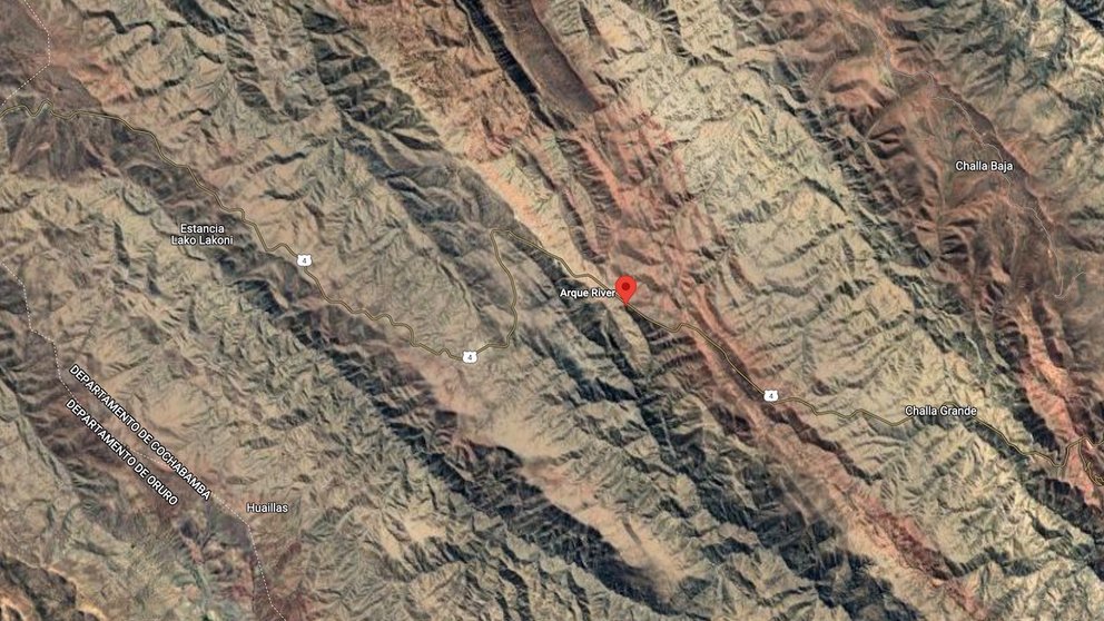 Imagen satelital del río Arque en Cochabamba. Google