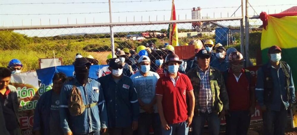Trabajadores del Mutún están en paro. Foto: RRSS