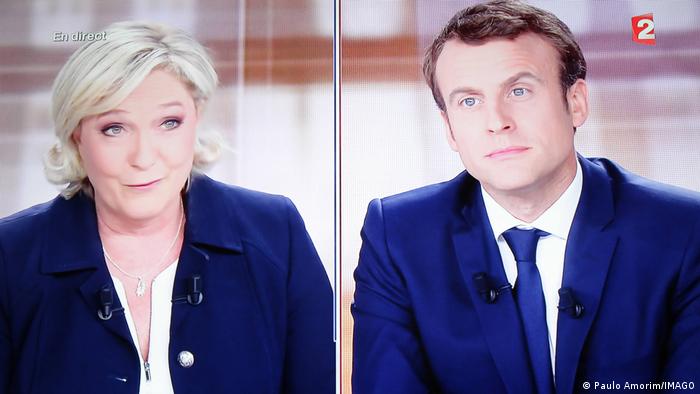 Marine Le Pen y Emmanuel Macron, presidente de Francia, quien irá a segunda vuelta contra la líder de la extrema derecha francesa.