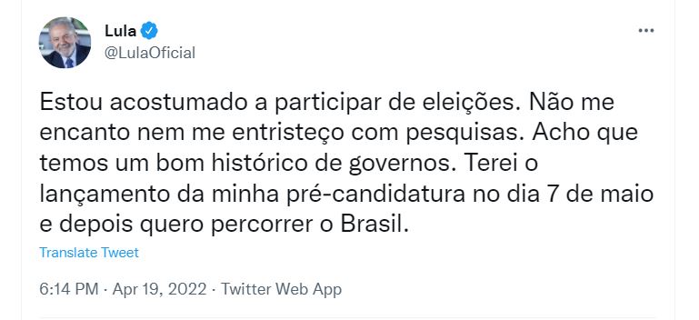 El tweet de Lula