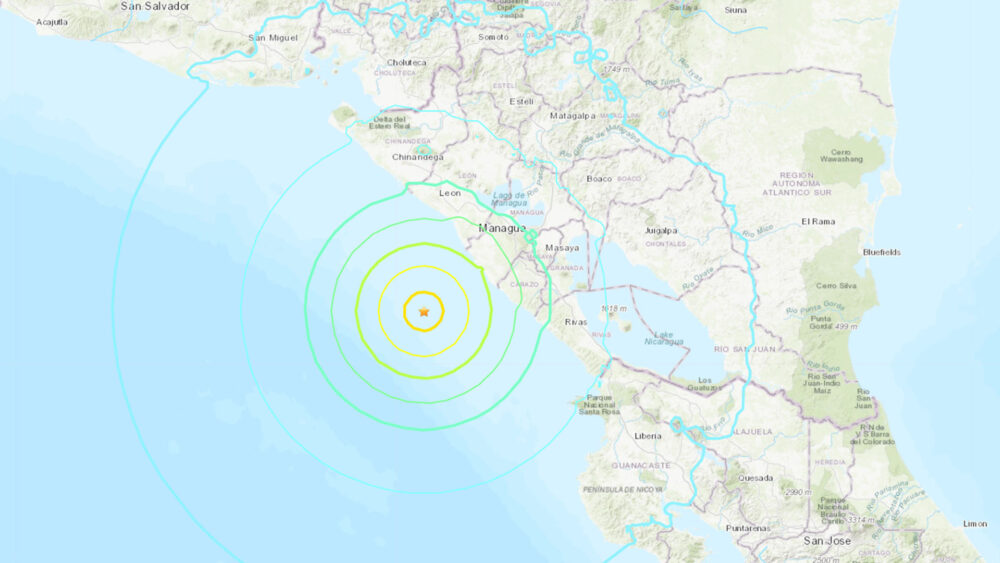 El temblor se registró a las 01:42 locales (07:42 GMT) en un epicentro localizado a 54 km al suroeste de las playas de Masachapa, en el océano Pacífico, a una profundidad de 25 km (USGS)