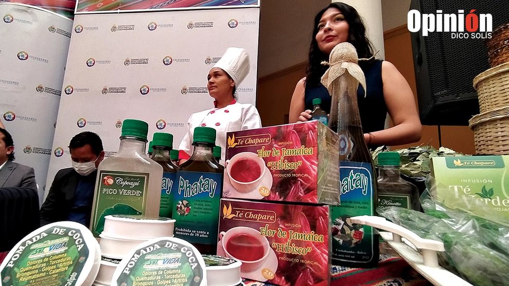 Productos de hoja de coca en el lanzamiento del Festival de la Coca en la Casa de las Culturas. DICO SOLÍS