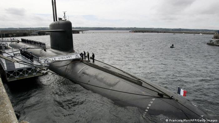 Imagen del submarino nuclear francés Le Vigilant en la base militar de L'Ile Longue, Bretaña, el 13 de julio de 2007.