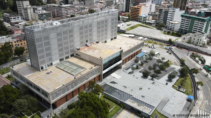 Foto aérea del edificio de la Asamblea Nacional de Ecuador.
