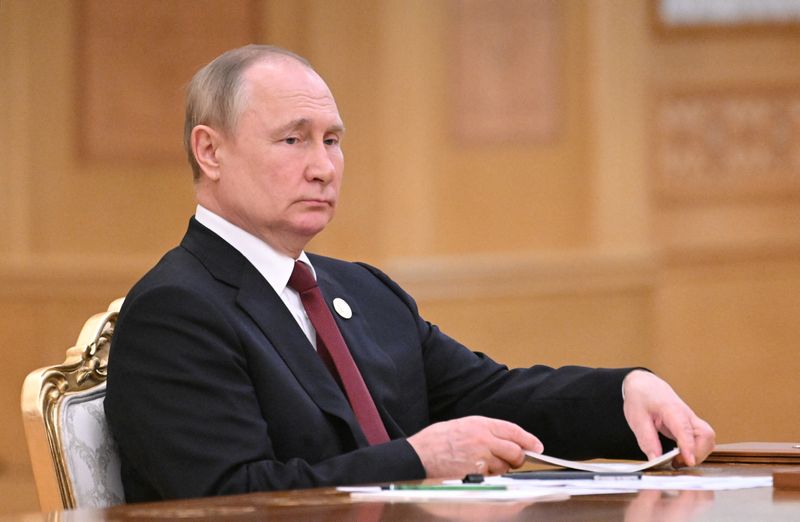 El presidente ruso Vladimir Putin asiste a la Cumbre del Caspio en Ashgabat, Turkmenistán. 29 de junio de 2022. Sputnik/Grigory Sysoyev/Pool vía REUTERS. ATENCIÓN EDITORES - ESTA IMAGEN FUE PROPORCIONADA POR UN TERCERO.