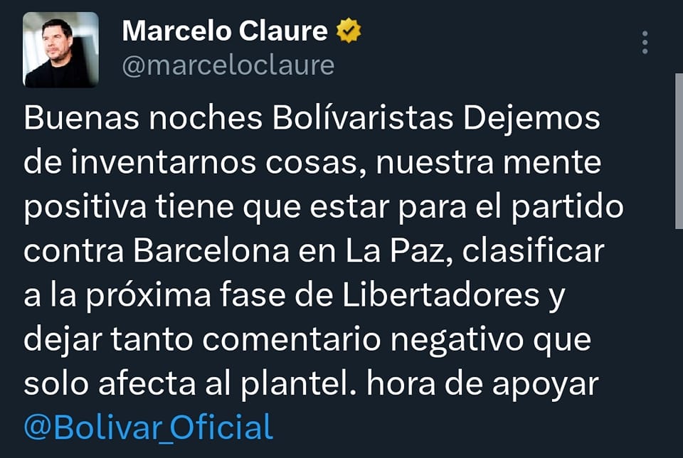 Claure: 'Bolivaristas dejemos de inventarnos cosas (...), dejar tanto comentario negativo'