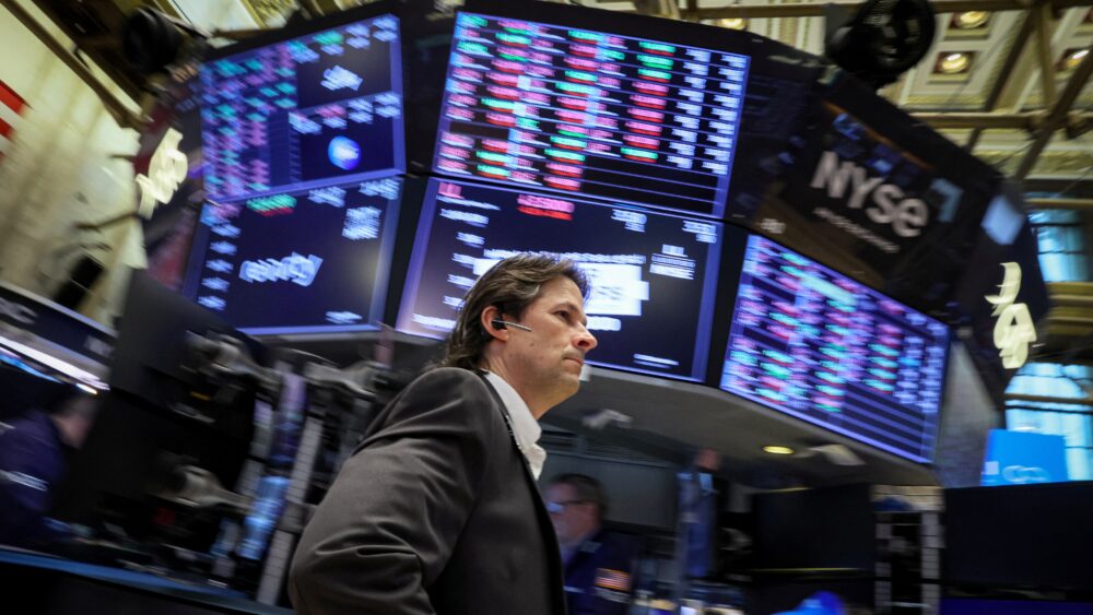 Traders work on the floor of the New York Stock Exchange (NYSE) in New York City, U.S., May 16, 2023. REUTERS/Brendan McDermid