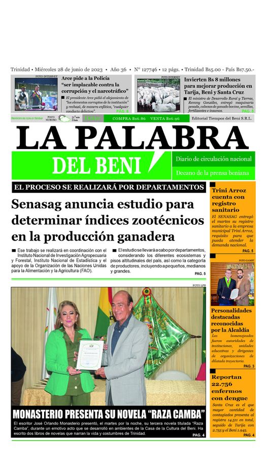 Portadas De Periódicos De Bolivia Del Miercoles 28 De Junio Del 2023 ...