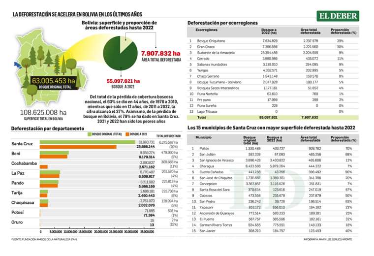 Hasta 2022, la Chiquitania perdió el 30% de su cobertura boscosa | El Deber