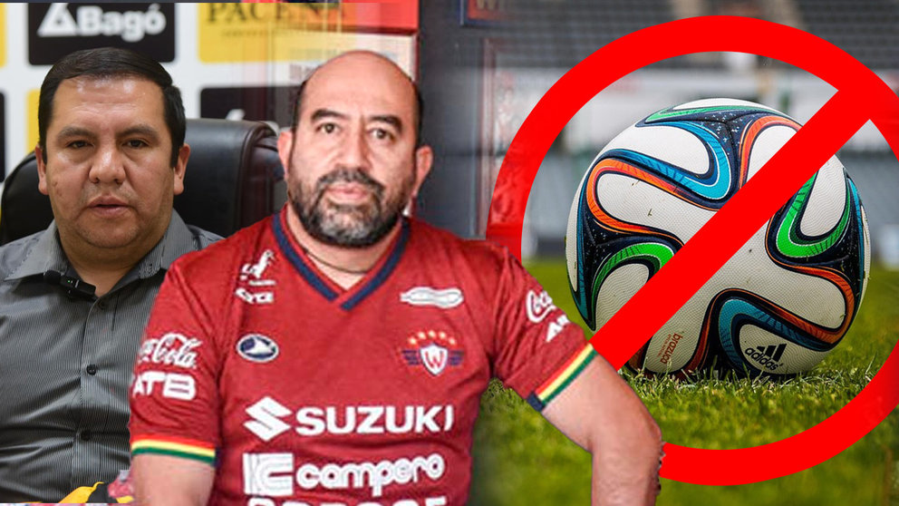 Imagen que grafica la anulación de los torneos profesionales y las reacciones de clubes como The Strongest y Wilster. COMPOSICIÓN OPINIÓN