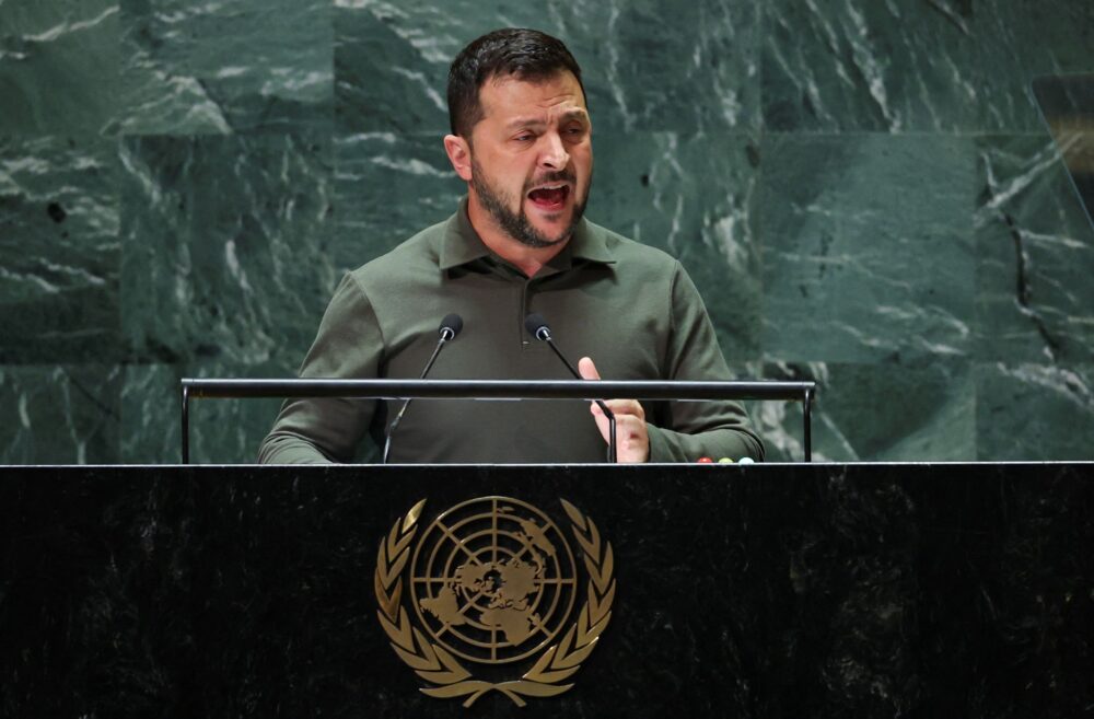 Volodimir Zelensky brindó un discurso durante la Asamblea General de la ONU (REUTERS/Mike Segar)