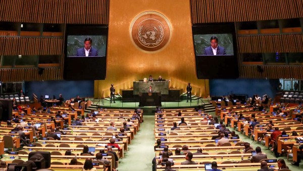 Luis Arce, presidente de Bolivia, en su tercera visita a la ONU. Foto: Facebook Lucho Arce.