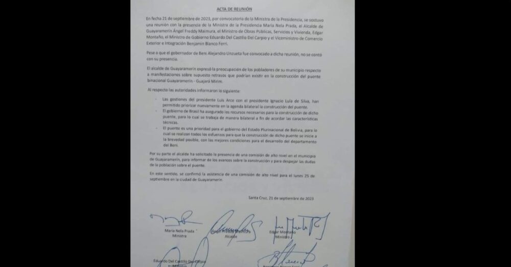 Comisión de alto nivel del Gobierno explicará en Guayaramerín avances en la construcción del puente sobre el Mamoré