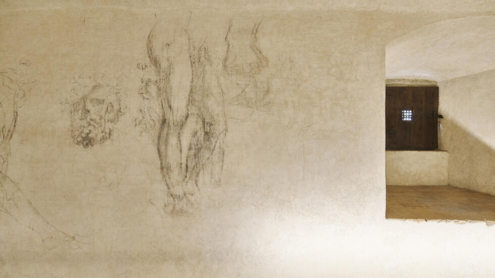 Los bocetos de la "habitación secreta" de Miguel Ángel, en la ciudad italiana de Florencia, que abrirá al público el 15 de noviembre de 2023