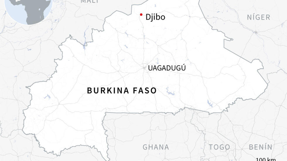 Mapa de Burkina Faso localizando la ciudad de Djibo