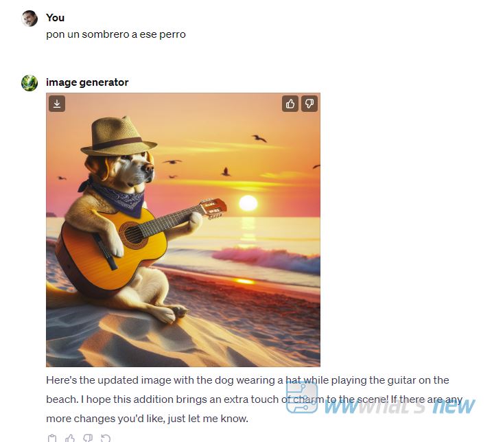 Perro tocando la guitarra usando el nuevo generador IA