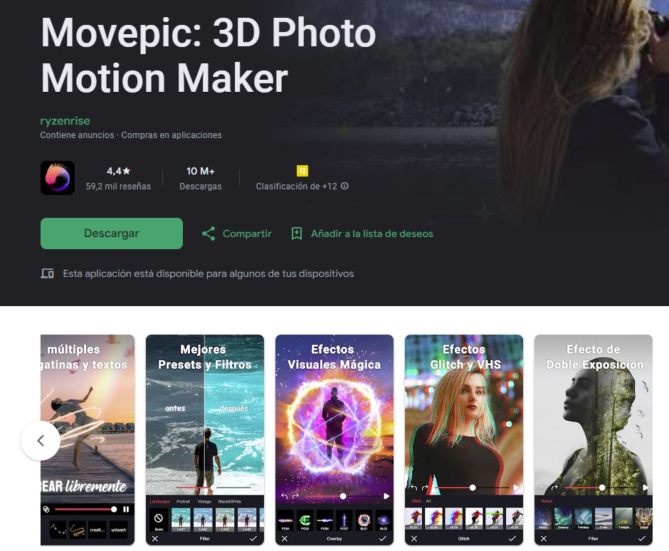 Movepic en la tienda de apps