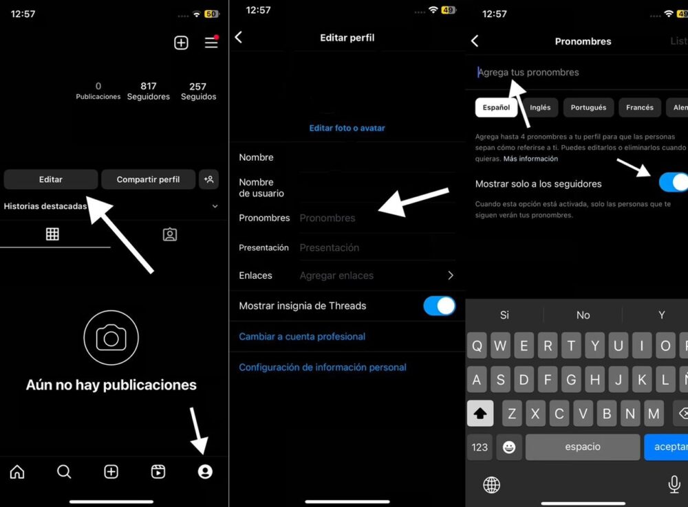 Añadir perfiles a Instagram