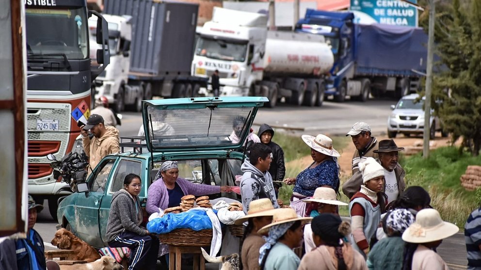 Un sector de bloqueo en Cochabamba. DICO SOLÍS