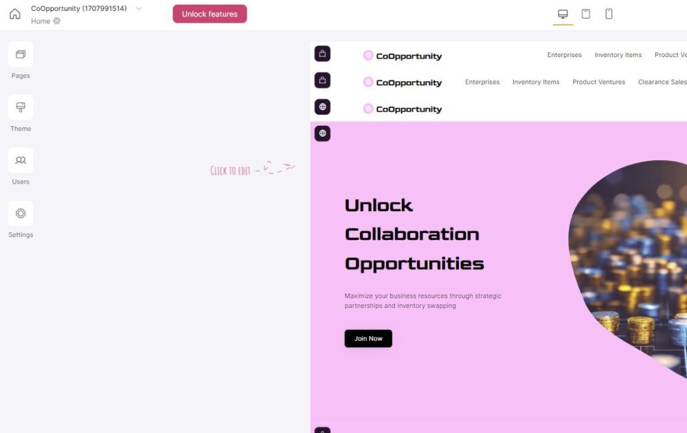 app creada con menú de edición