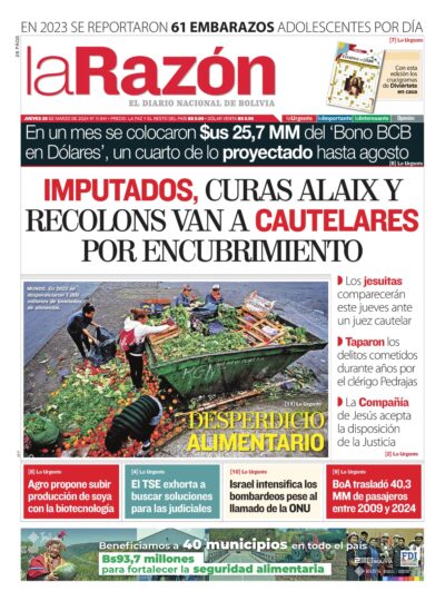 Portadas de periódicos de Bolivia del jueves 28 de marzo del 2024
