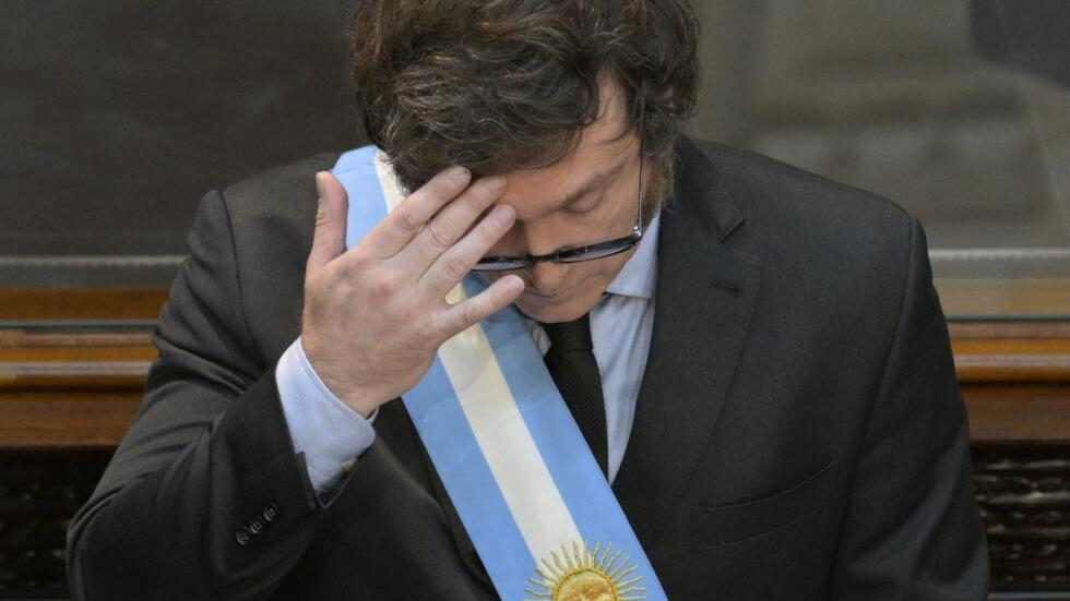 El presidente de Argentina, Javier Milei, pronuncia su primer discurso en el parlamento durante la apertura de la 142ª sesión ordinaria del Congreso, en Buenos Aires, el 1 de marzo de 2024