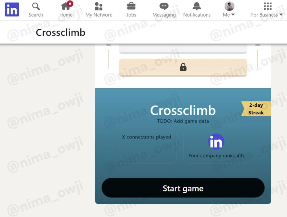 Juego Crossclimb en Linkedin