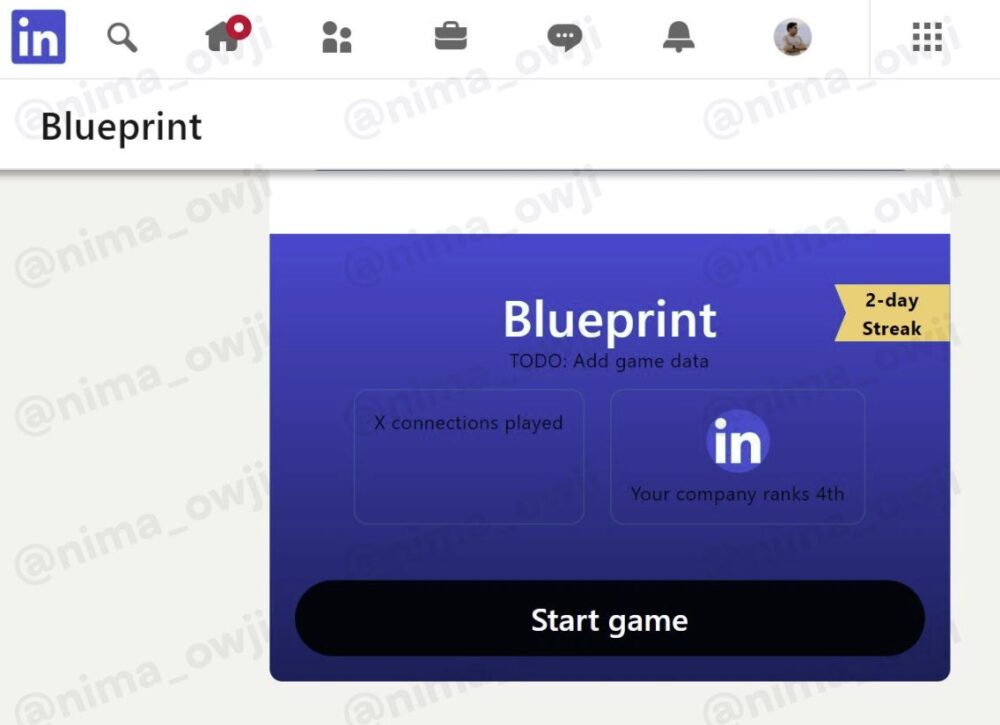 Juego Blueprint en Linkedin