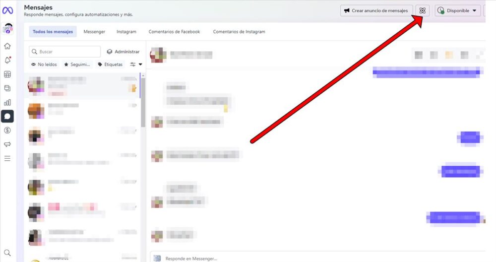 Configurar mensajes en Facebook