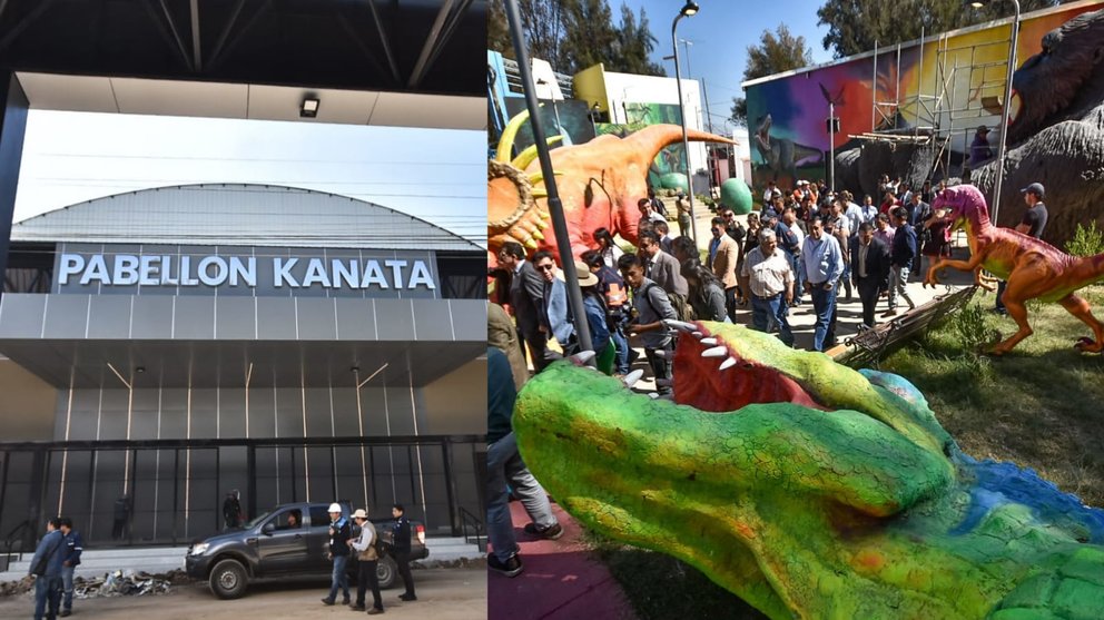 El nuevo pabellón Kanata (i) y el stand de la Alcaldía de Cochabamba (d). DICO SOLÍS